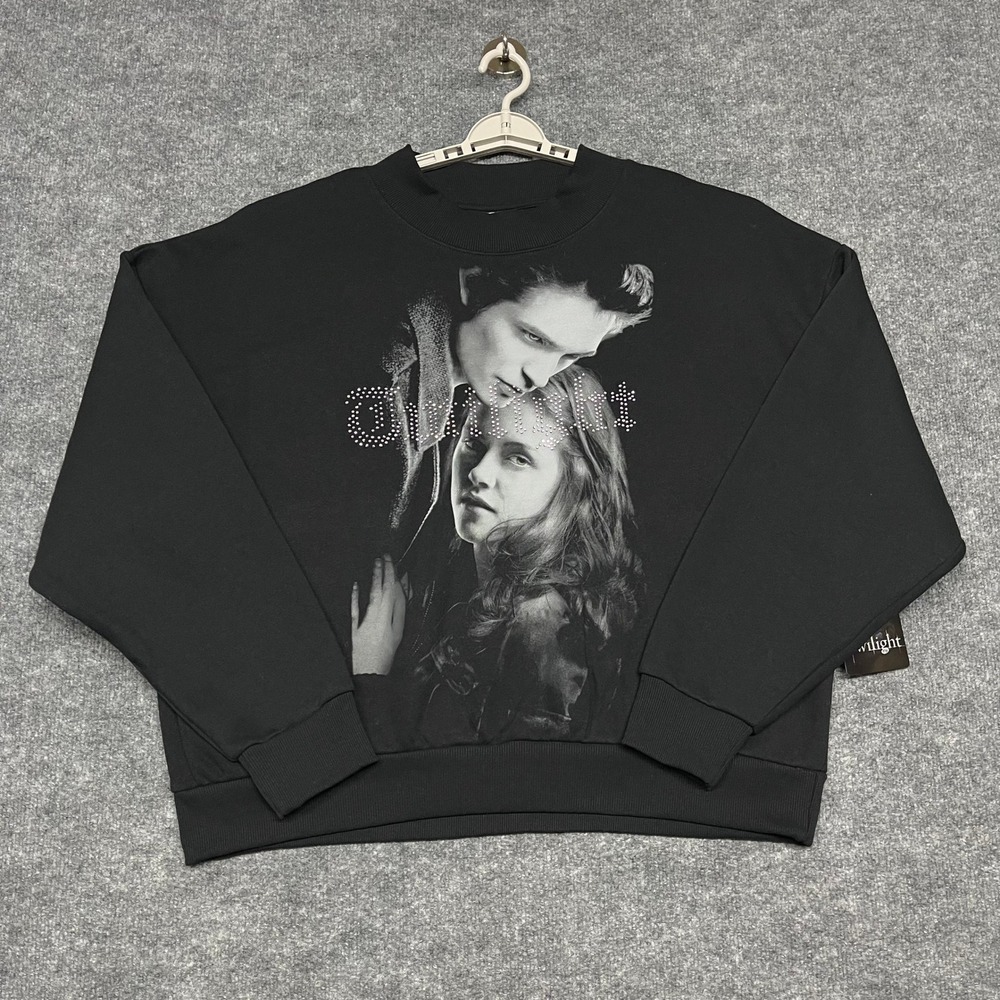 Twilight Sweatshirt Womens XL Edward Bella Rhinestone Graphic Black Isaac Morris